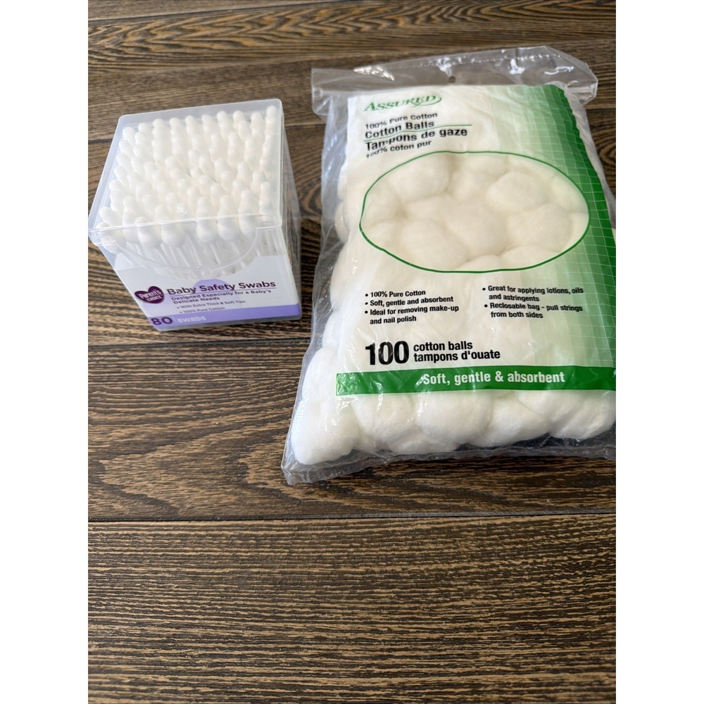 Baby Safety Cotton Swabs & 100 Cotton Ball Set